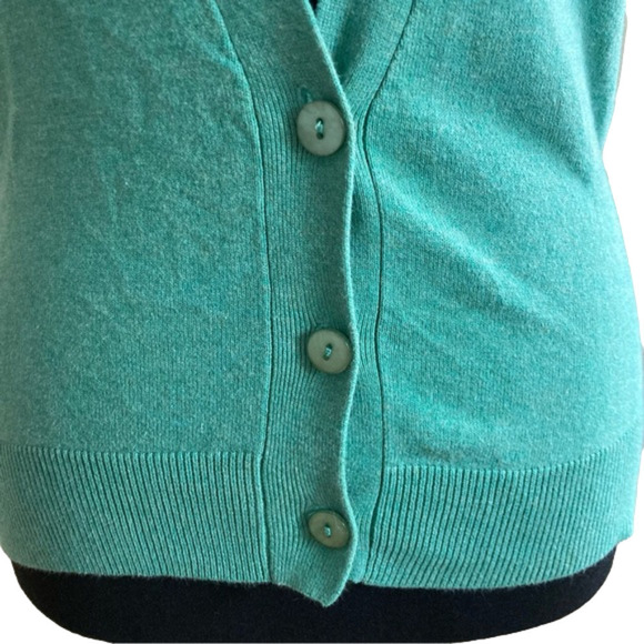 KERSH green stretch cotton short sleeve cardigan. Size M (fits S) - Picture 3 of 10